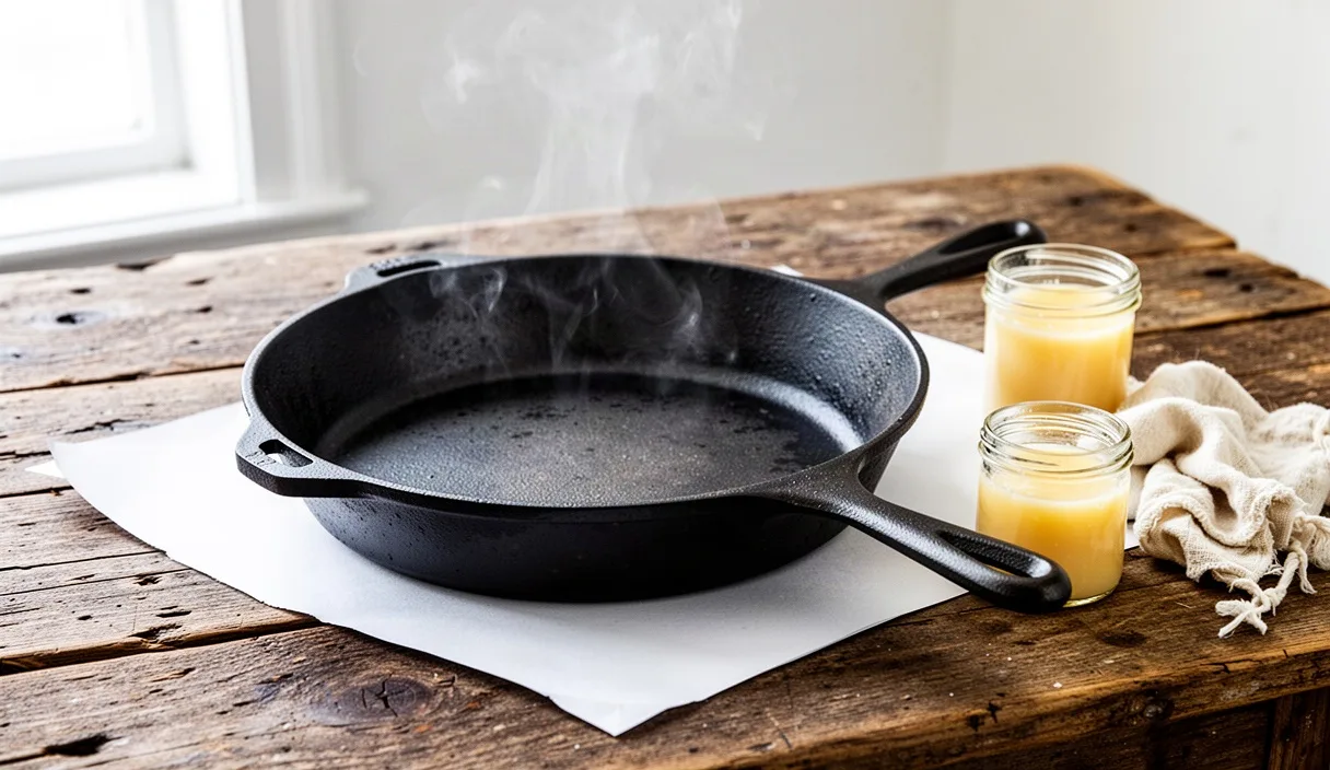 Seasoning Raw Cast Iron with Flaxseed and Tallow